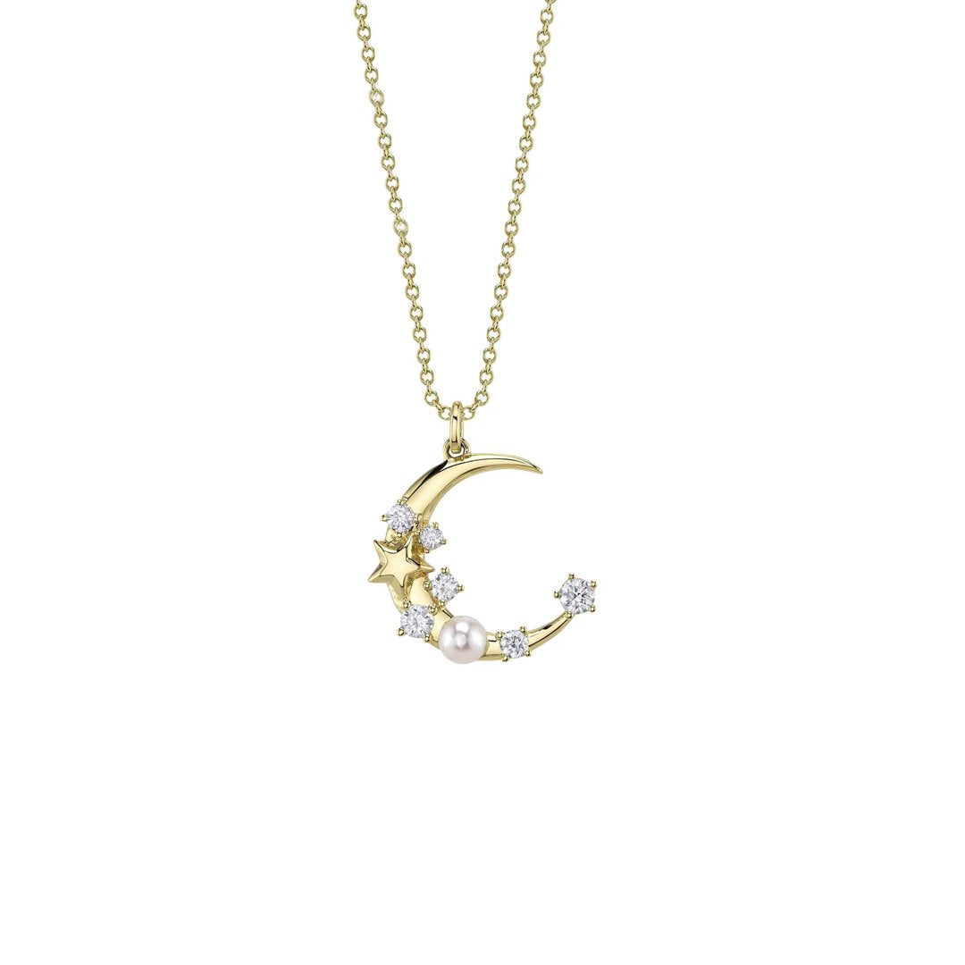 Diamond shops crescent moon and star necklace