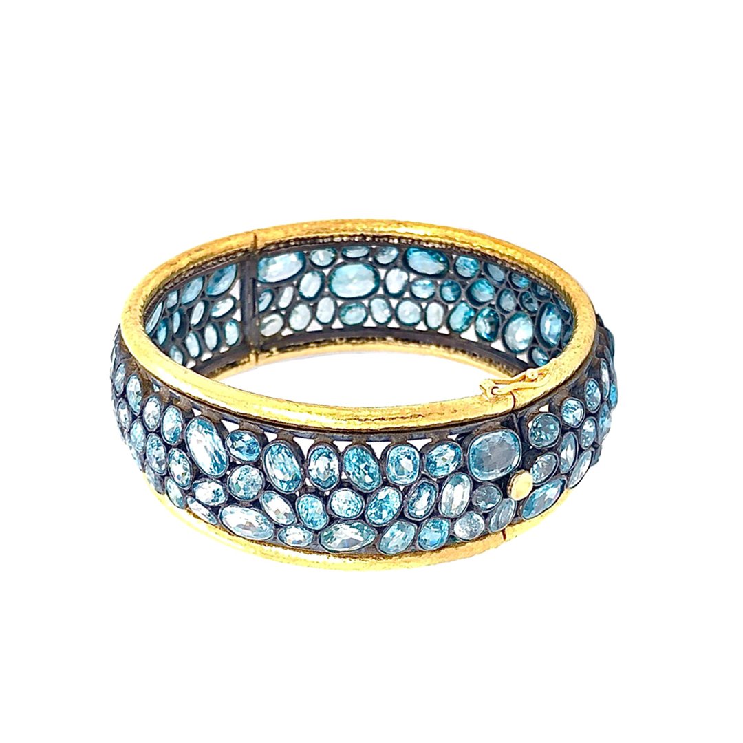 Blue Zircon Pebble Bangle Bracelet