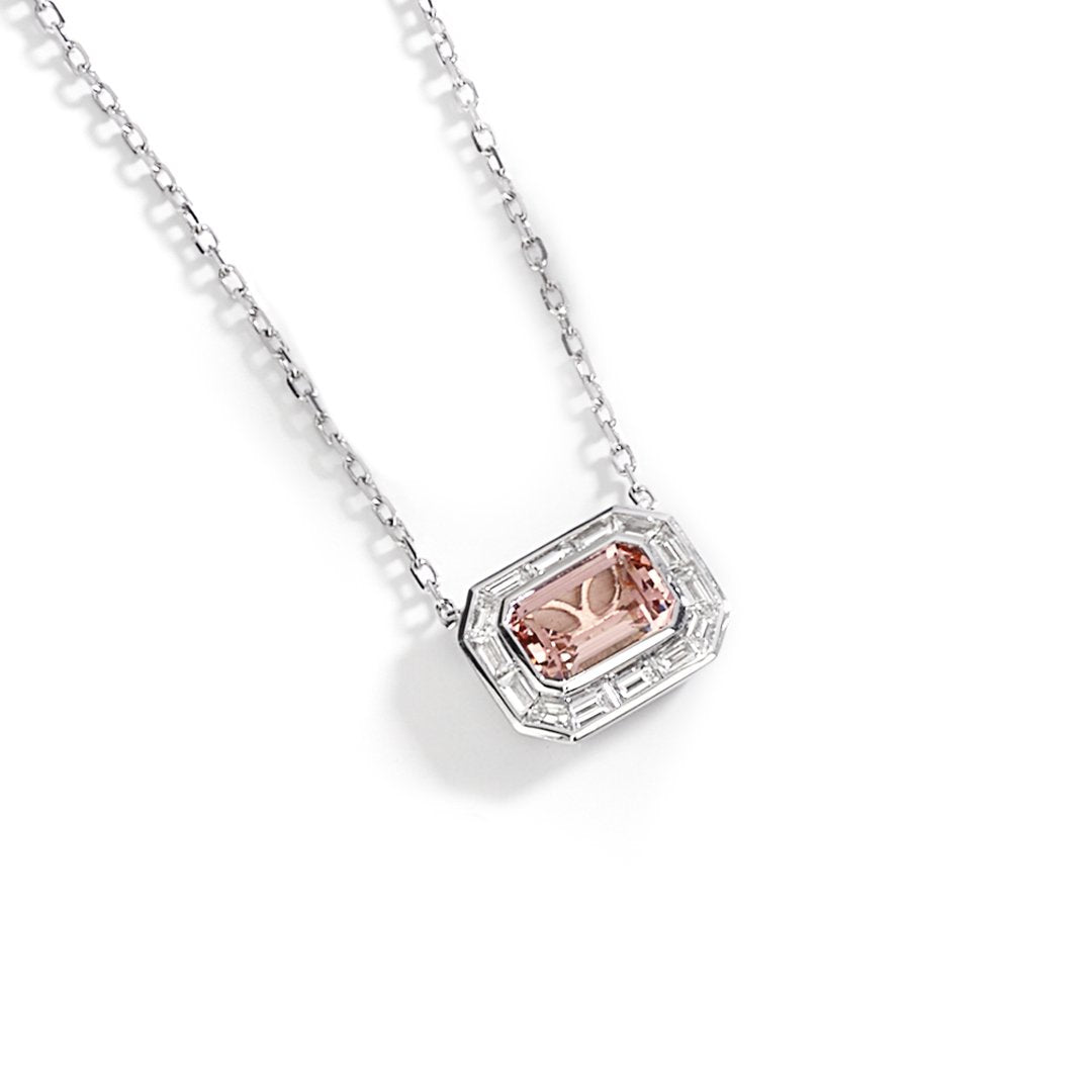 18" Morganite & Diamond Stationary Pendant Necklace | M10250174
