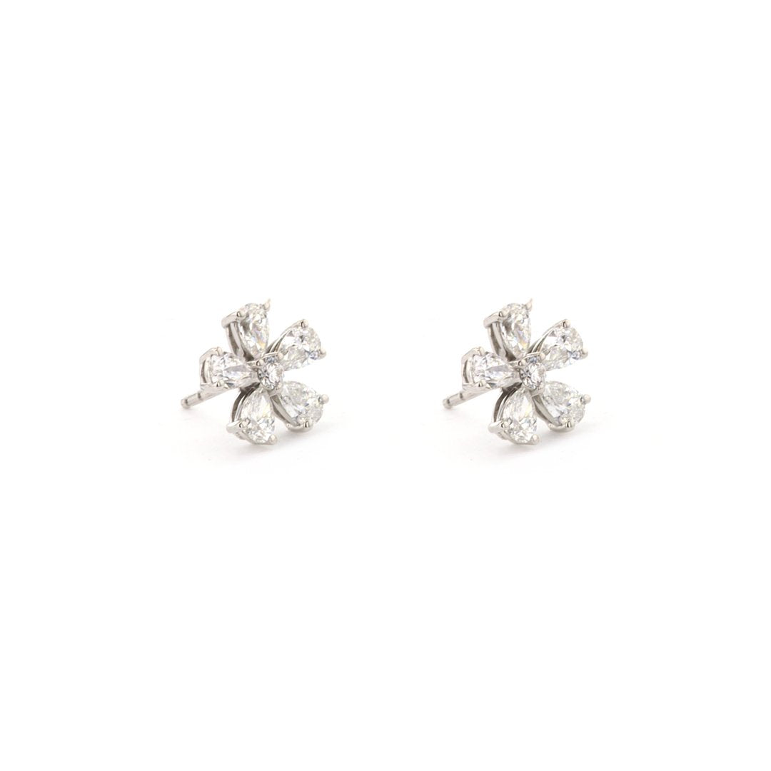 2.14 ctw Diamond Flower Stud Earrings