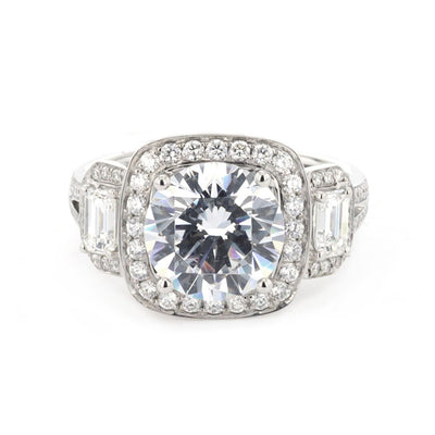 0.96 ctw Diamond Halo Engagement Ring