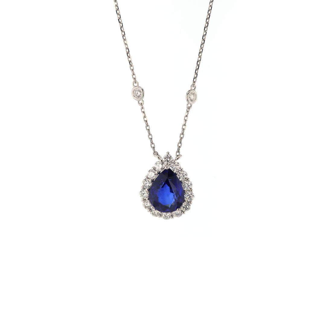 Blue Sapphire & Diamond Pendant Necklace