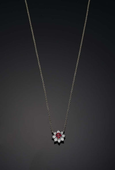 18" Ruby & Diamond Stationary Pendant Necklace | M10265956