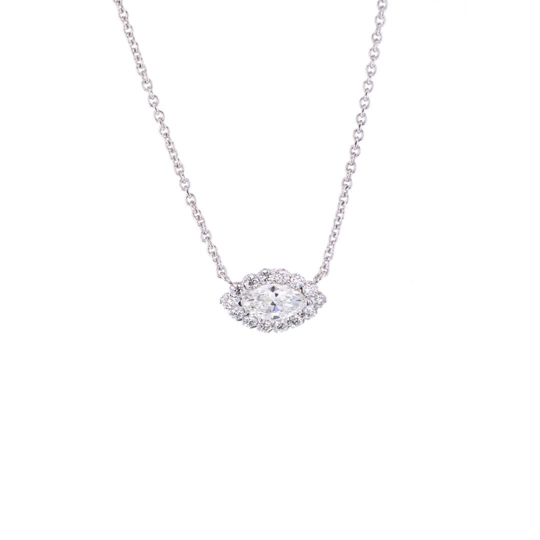 0.60 ctw Diamond with a 0.28 ctw Diamond Halo Pendant Necklace