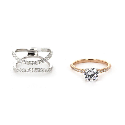 0.81 ctw Diamond Solitaire Engagment Ring Set