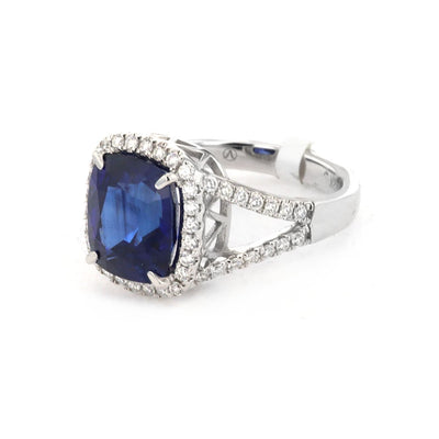 Blue Sapphire & Diamond Ring