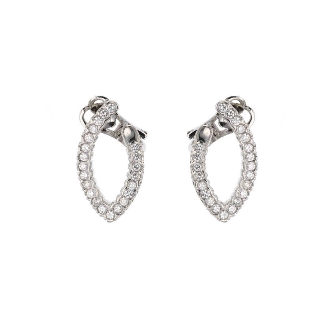 1.00 ctw Diamond V Hoop Earrings