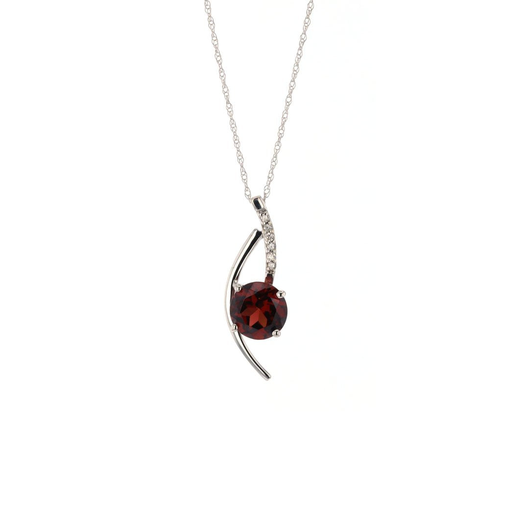 Garnet & Diamond Pendant Necklace