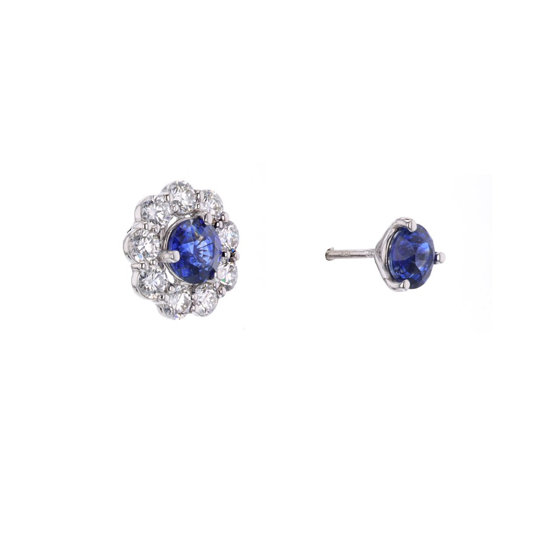 Blue Sapphire Stud Earrings & Diamond Jackets