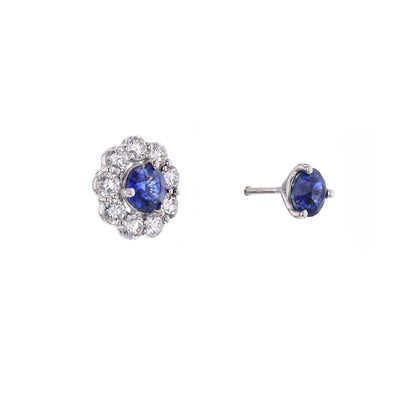 Blue Sapphire Stud Earrings & Diamond Jackets