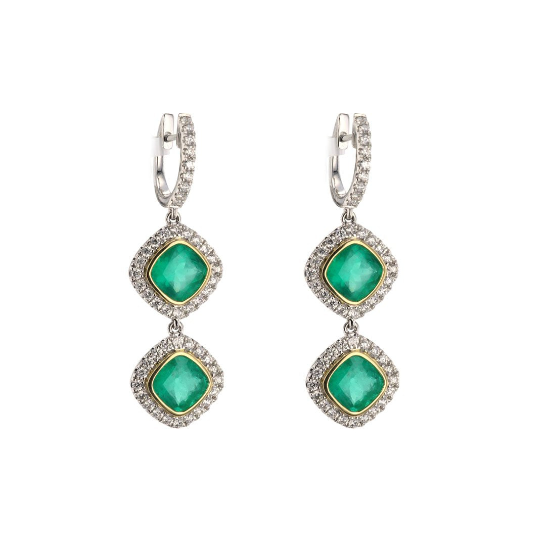 Emerald & Diamond Drop Earrings